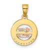 14k Two-tone with White Rhodium CZ 15 in Circle Pendant