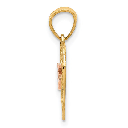 14k Two-tone Diamond-cut 15 Pendant