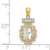 14k with White Rhodium Filigree SWEET 16 Pendant