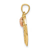 14k Two-tone with White Rhodium Diamond-cut MOM in Heart with Rose Pendant