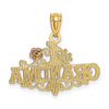 14k Two-tone Diamond-cut #1 GRANDMA with Rose Pendant