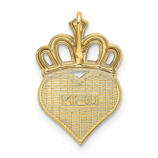14k and White Rhodium DADDYS LITTLE GIRL Heart with Crown Chain Slide