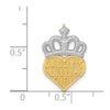 14k and White Rhodium DADDYS LITTLE GIRL Heart with Crown Chain Slide