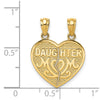 14k Satin and Polished DAUGHTER-MOM 2-Piece Break-Apart Heart Pendant