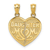 14k Satin and Polished DAUGHTER-MOM 2-Piece Break-Apart Heart Pendant