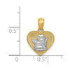 14k and White Rhodium Polished Guardian Angel in Heart Pendant