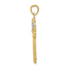 14K and White Rhodium Polished Fleur De Lis Crown Key Charm