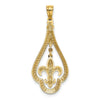 14k Diamond-cut Polished Fleur de Lis Dangle Pendant
