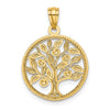 14k Polished Tree Of Life in Round Pendant