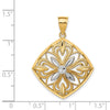 14k and White Rhodium Diamond-cut Polished Fancy Square Charm