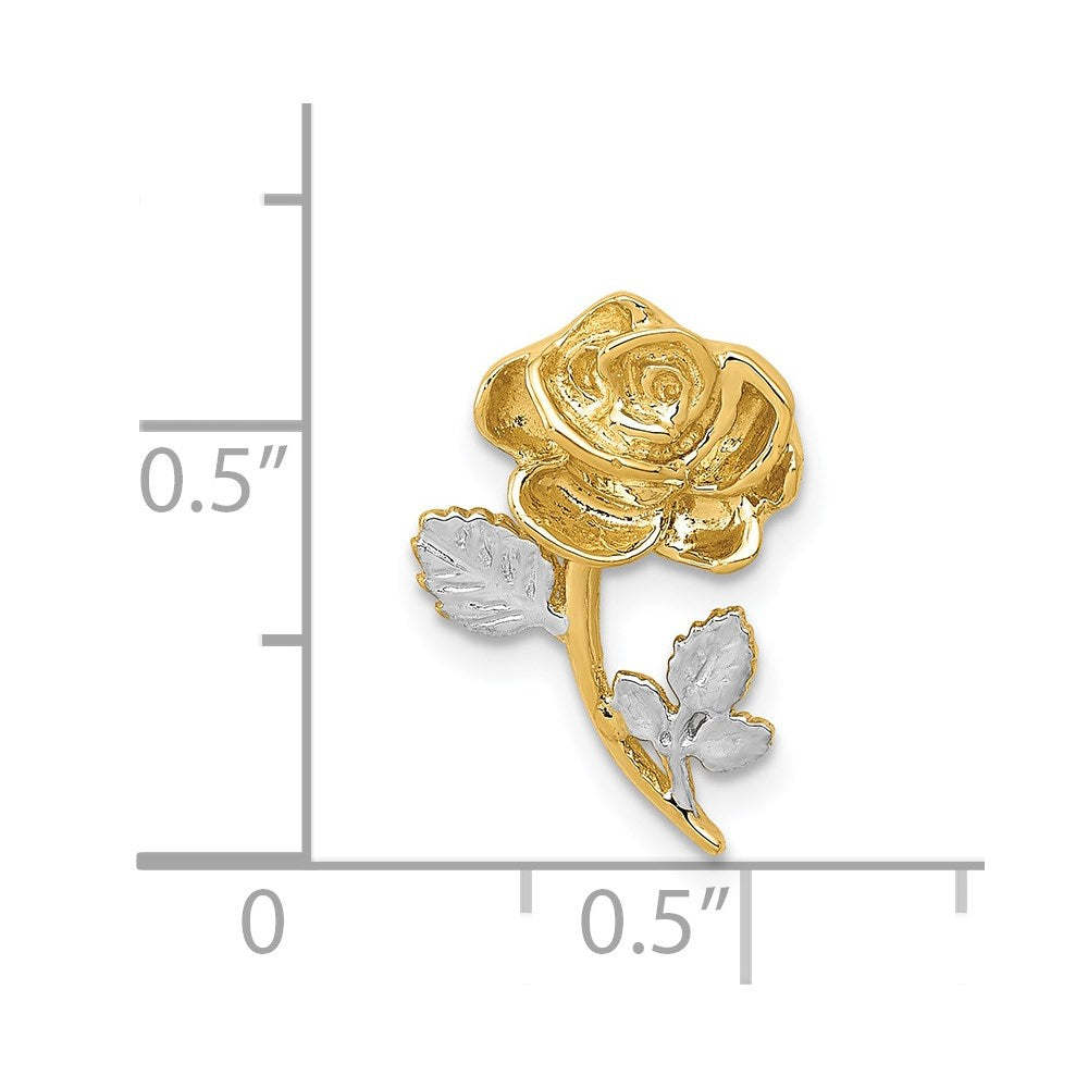 14k and White Rhodium Polished Rose Chain Slide