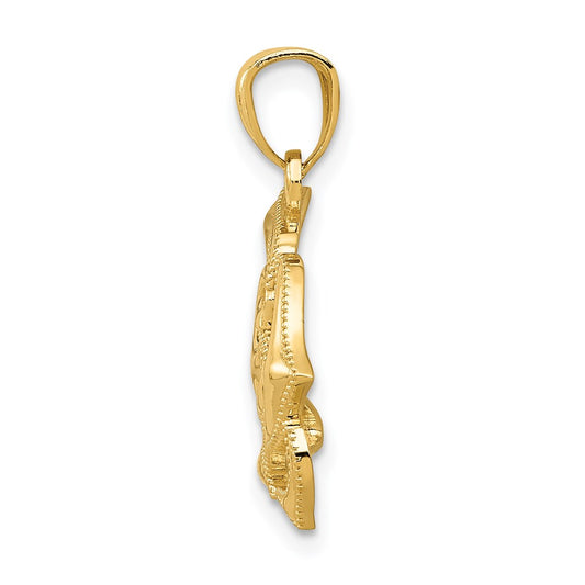 14k Polished Open Rose Pendant