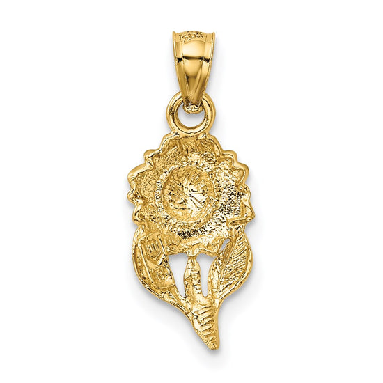 14k Satin Diamond-cut Sunflower Pendant