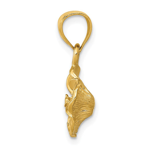 14k Satin Diamond-cut Hibiscus Pendant