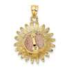 14k Two-tone Polished Sunflower Pendant