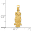 14k Satin Diamond-cut Owl Pendant