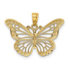 14k and White Rhodium Diamond-cut Polished Cut-out Butterfly Pendant
