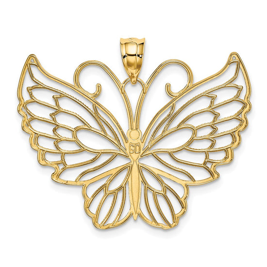 14k Polished Large Filigree Butterfly Pendant
