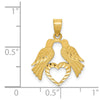 14k Polished Diamond-cut Love Birds with Heart Pendant