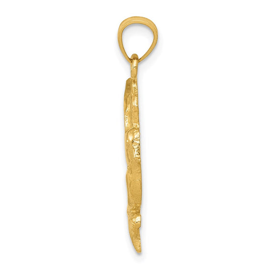 14k Polished Hummingbird with Flower Pendant