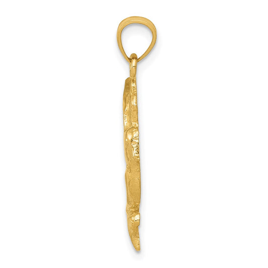 14k Polished Hummingbird with Flower Pendant