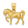 14k Satin Diamond-cut Horse Pendant
