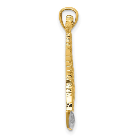 14k and White Rhodium Diamond-cut Polished Giraffe Pendant