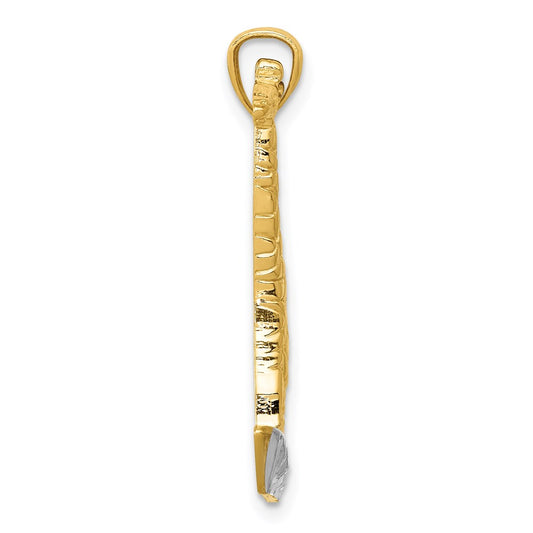 14k and White Rhodium Diamond-cut Polished Giraffe Pendant