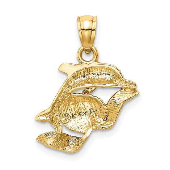 14k Dolphin Pair Pendant