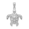 14k White Gold Diamond-cut Polished Sea Turtle Pendant