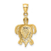 14k Polished Lab Created Blue Opal Turtle Pendant