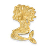14k and White Rhodium Satin Diamond-cut Mermaid Omega Slide