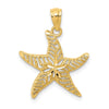 14k Diamond-cut Polished Filigree Starfish Pendant