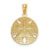 14k and White Rhodium Diamond-cut Polished Sand Dollar Pendant