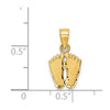 14k Satin Diamond-cut Footprints Pendant