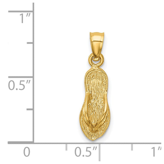 14k  3-D Polished And Textured Flip Flop Pendant