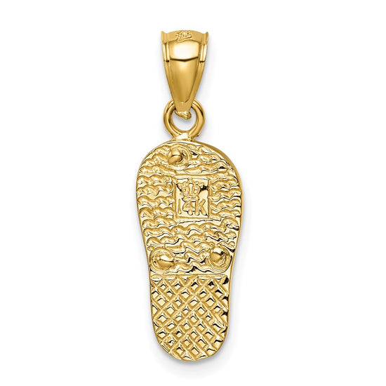 14k Polished 3-D Lab Created White Opal Flip Flop Pendant