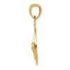 14k Diamond-cut Polished Compass Pendant