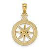 14k Diamond-cut Polished Compass Pendant