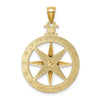 14K Diamond-Cut Polished and Satin Compass Pendant