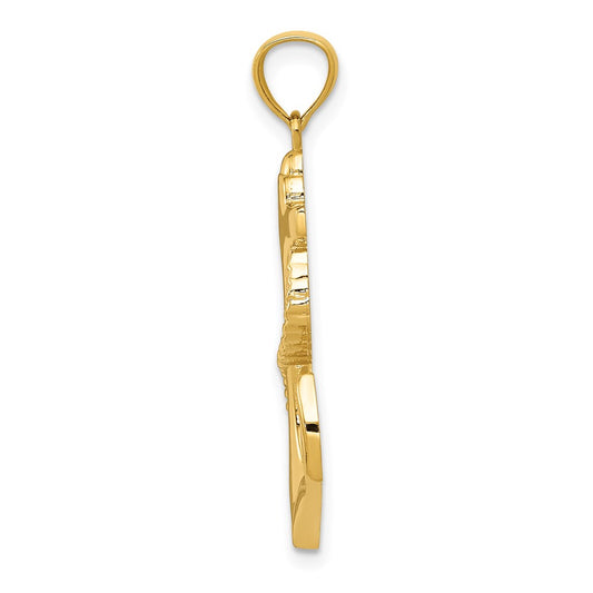 14k Polished Anchor with Rope Pendant