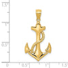 14k Polished Anchor with Rope Pendant