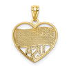14k and White Rhodium Polished American Flag USA in Heart Pendant