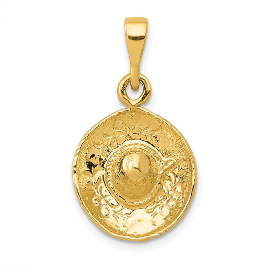 14K  3-D Sombrero Pendant