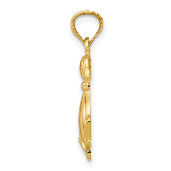 14k Polished Sitting Dog Back Pendant