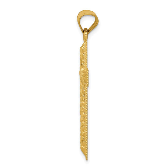 14k Diamond-cut Latin Cross Pendant