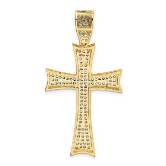 14k and White Rhodium Micro Pav‚ CZ Large Cross Pendant