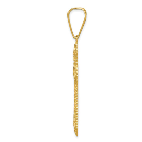 14k Diamond-cut Budded Cross Pendant