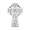14k White Gold Polished Celtic Cross Omega Slide