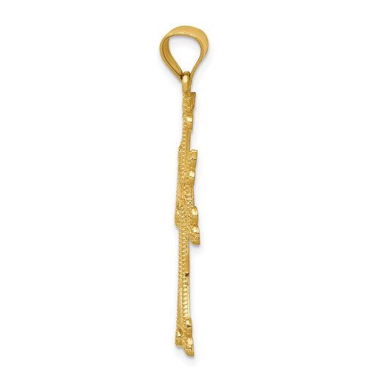 14k Diamond-cut Fancy Cross Pendant